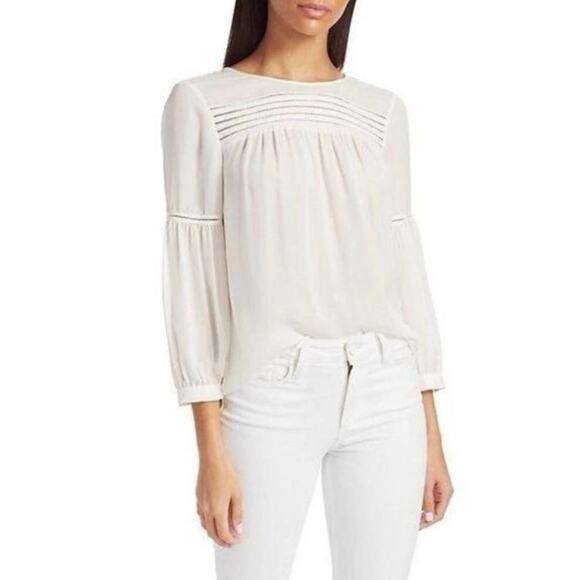 Parker Cheryl Lace Eyelet Silk Blouse in Ivory - XS - Picture 1 of 8